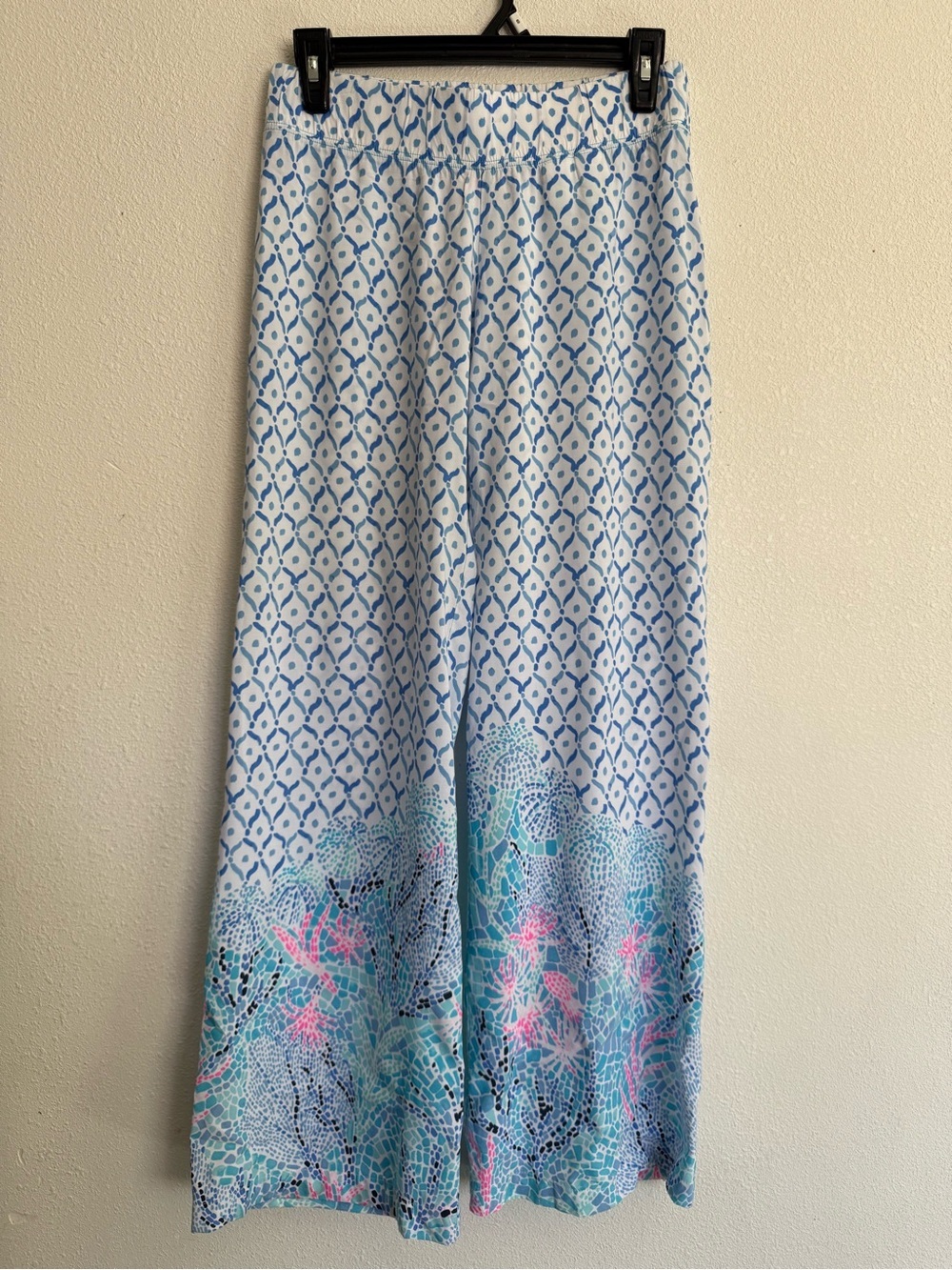Lilly Pulitzer XS Blue White Palazzo Pants Resort Coastal Wide Leg - Picture 2 of 5